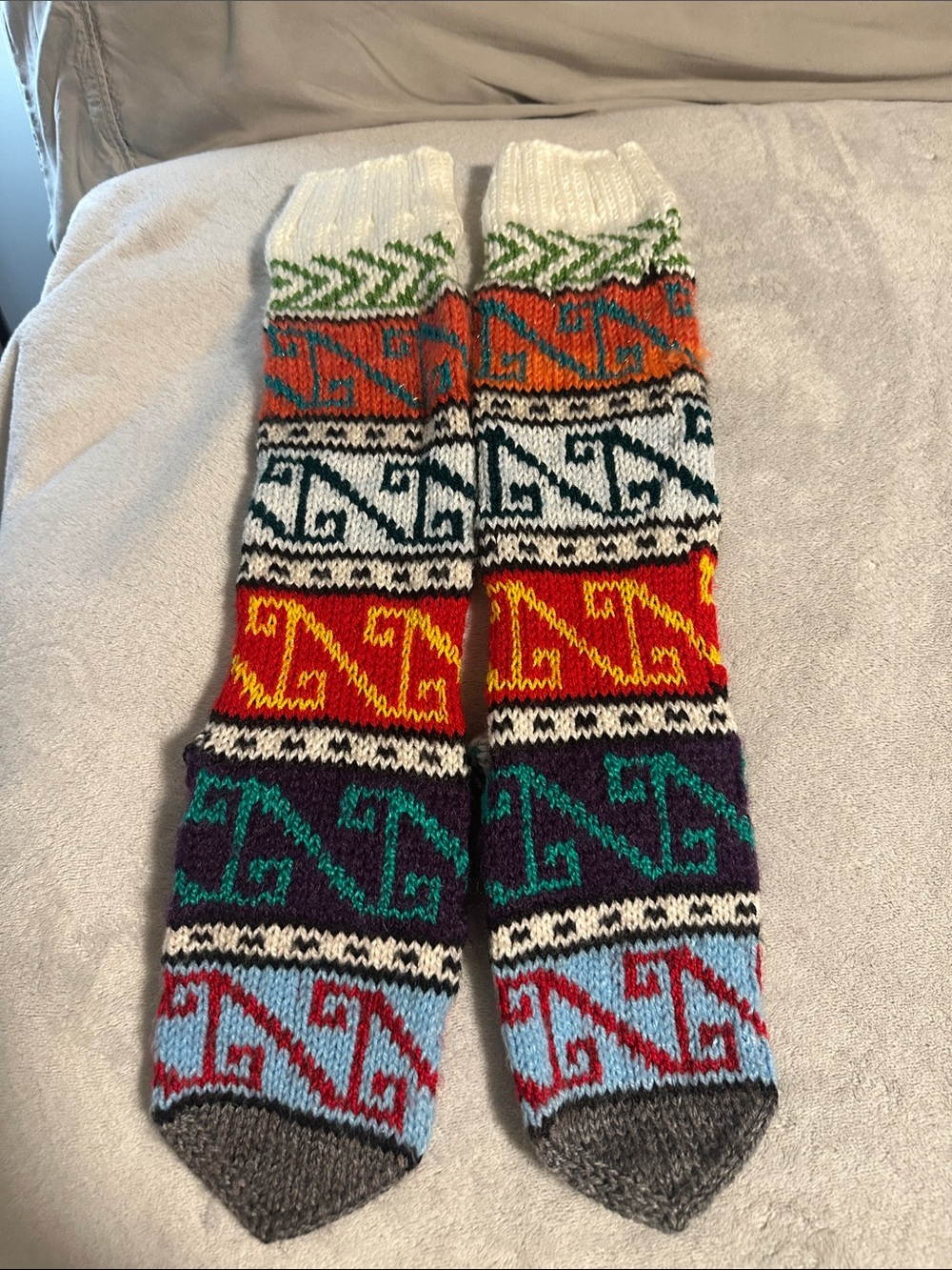 Colorblock Patterned Knit Casual Socks - Multicolor
